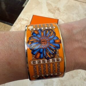 Hermes Orange and Blue Enamel Bracelet